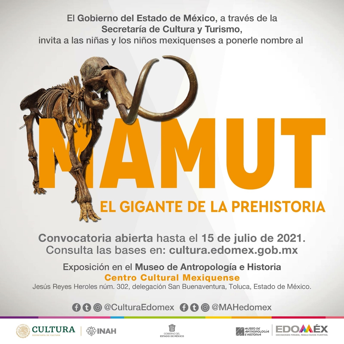 Invitan a niñas y niños a ponerle nombre al mamut de Ecatepec