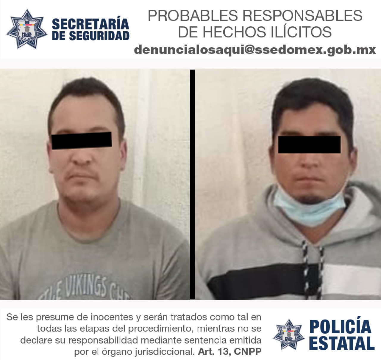 Secretaría de seguridad captura a dos posibles responsables de los delitos de robo a transporte de carga y secuestro exprés