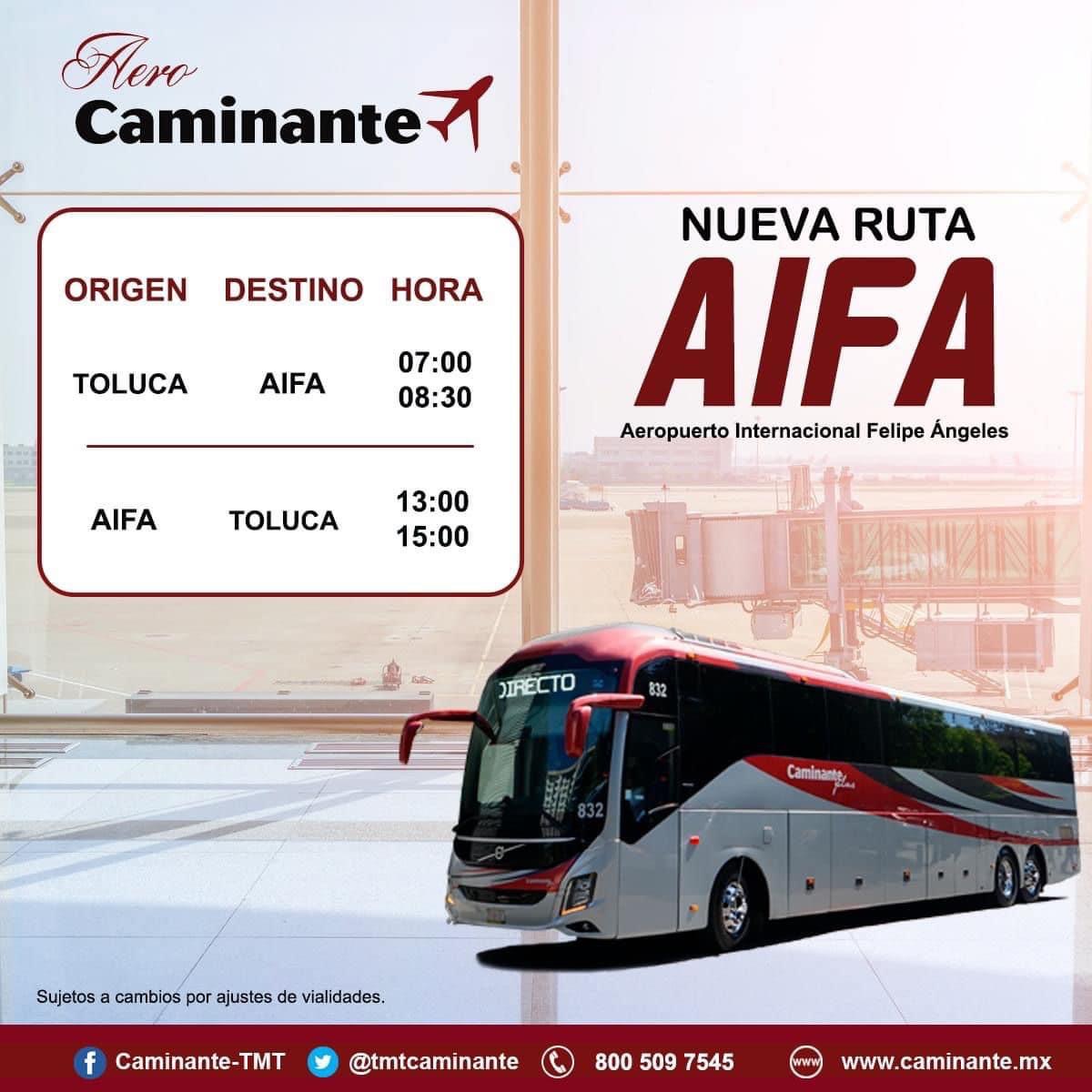 Toluca estara conectado con AIFA, anuncian ruta de autobús