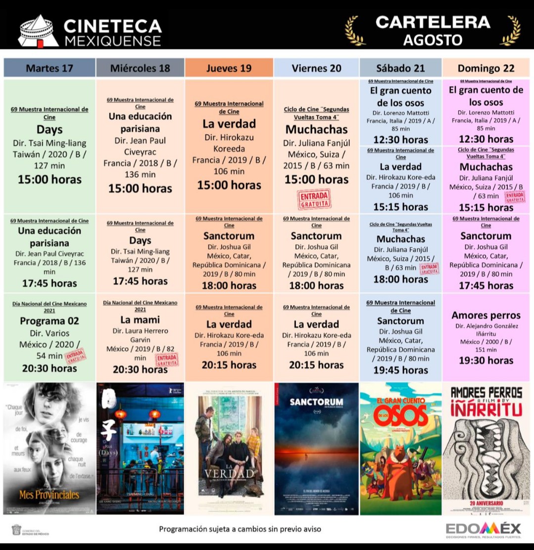 Presenta cartelera de la cineteca mexiquense proyecciones francesas, mexicanas, italianas y dominicanas