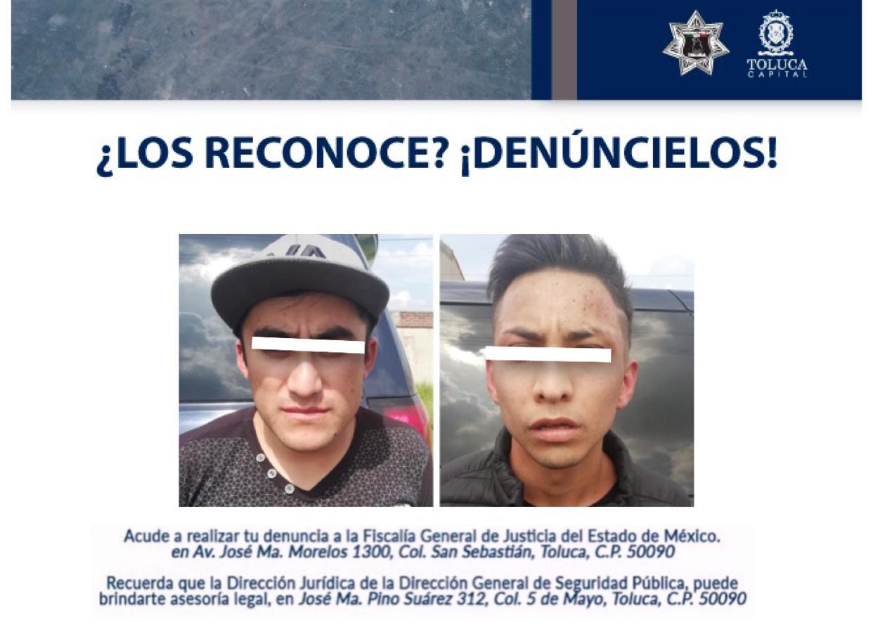 Capturan a 2 presuntos delincuentes dedicados al robo  a conductores de UBER Y DIDI.