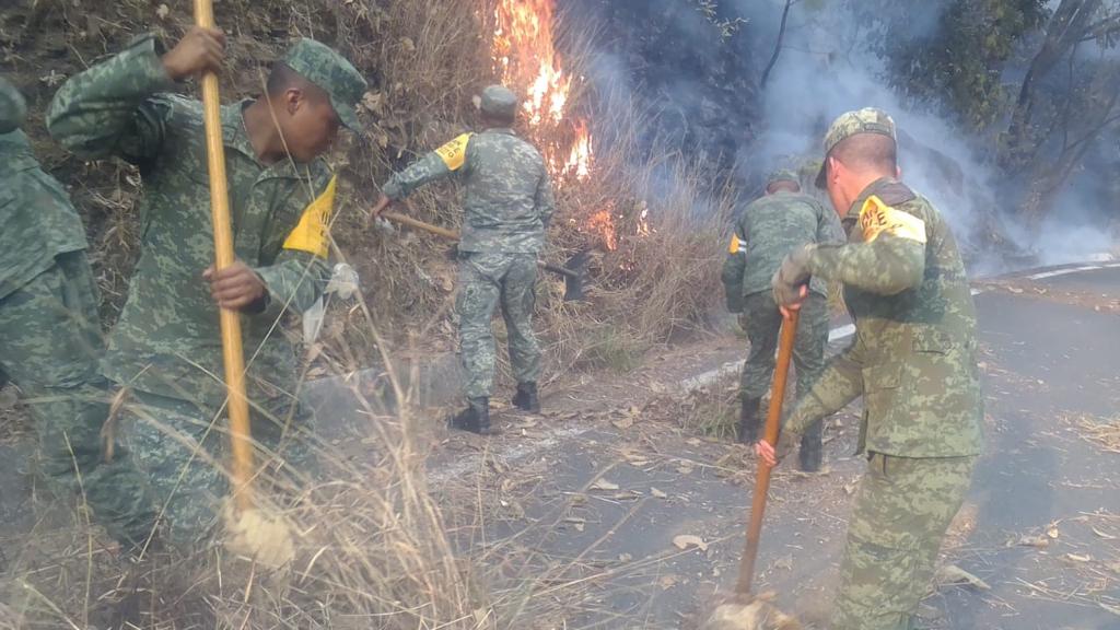 Aplican DNIII en Cerro Mazatepec en Tejupilco por incendio.