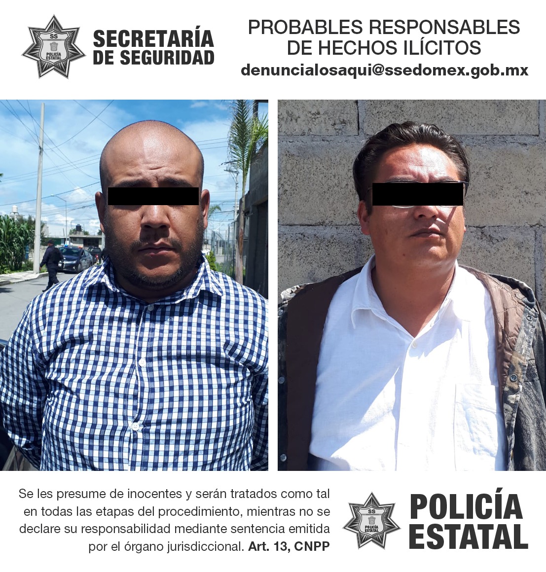 Secretaría de seguridad y policía municipal detienen a dos posibles implicados en el delito de extorsión