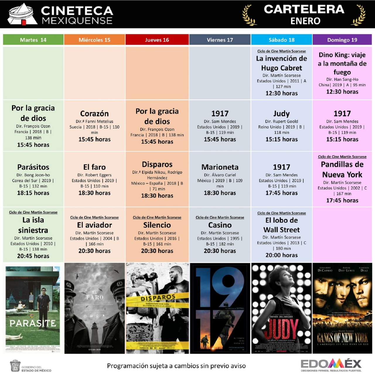 Presenta cineteca mexiquense cartelera para la tercera semana de enero