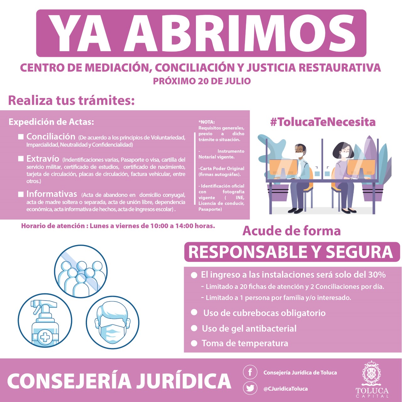 Centro de Mediación, Conciliación y Justicia Restaurativa, abierto a partir del próximo lunes