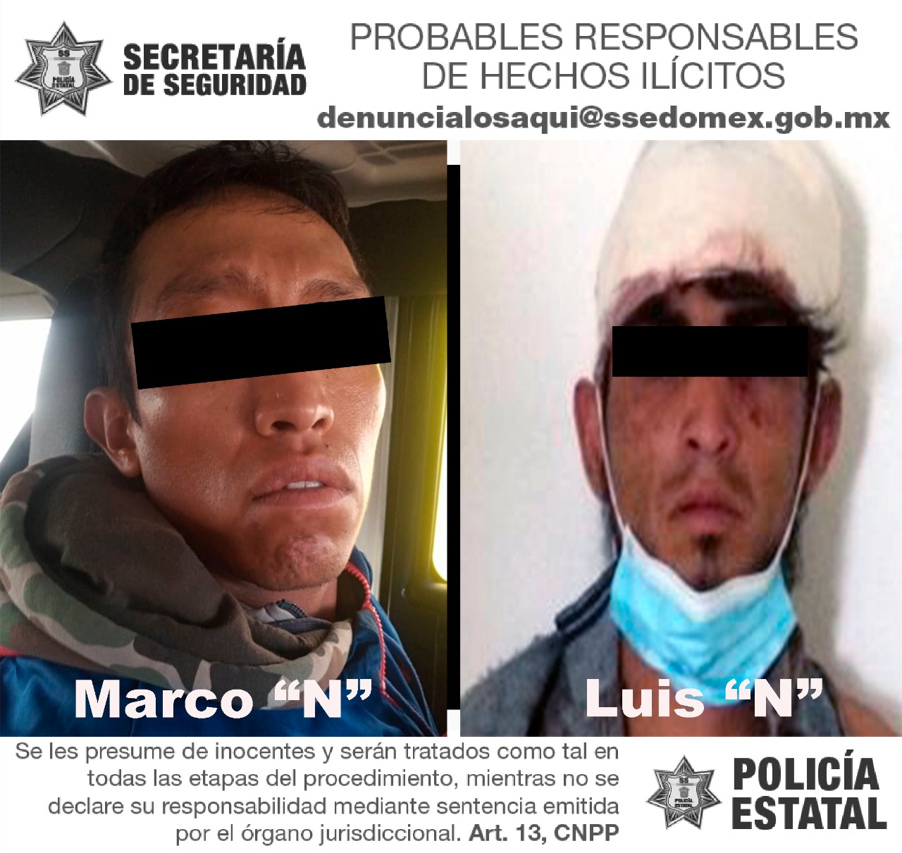 Secretaría de seguridad detiene a dos posibles abusadores sexuales