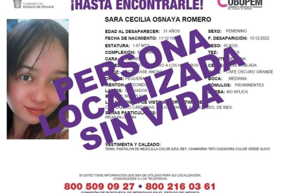 Localizan sin vida Sara Cecilia, reportada como desaparecida en Naucalpan