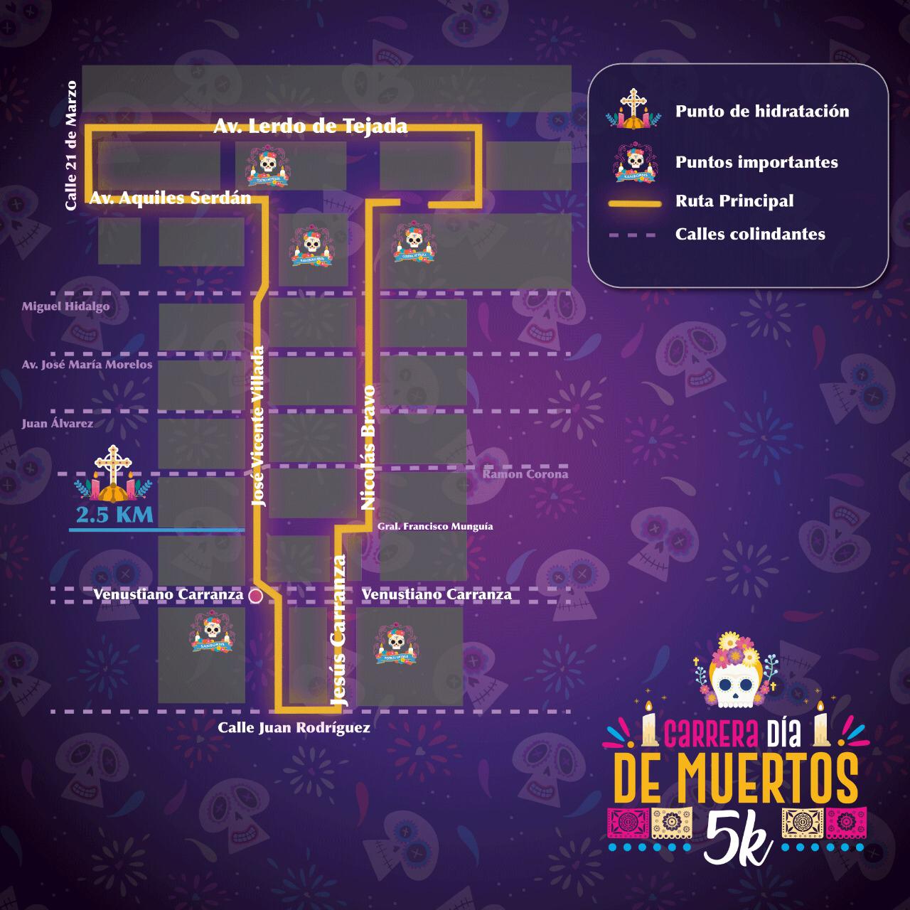 Cierre de calles por carrera nocturna Día de Muertos 5k