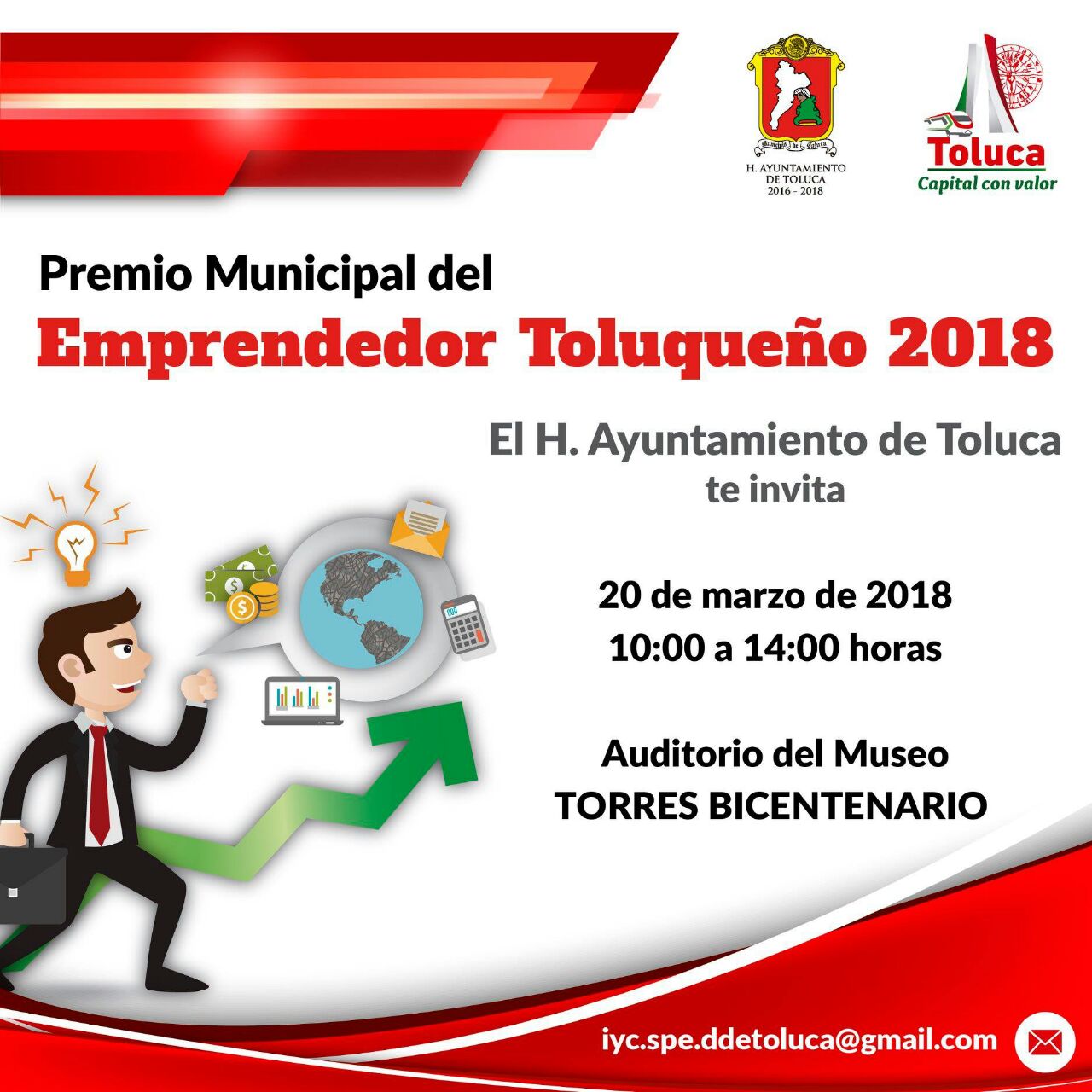 Invitan a participar en el Premio Municipal del Emprendedor Toluqueño 2018