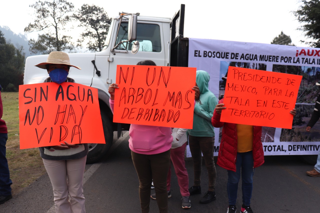 Comuneros de Ocuilan exigen frenar la tala clandestina. Bloquean carretera