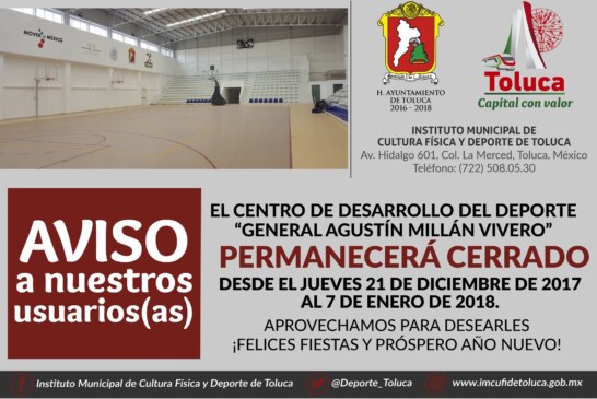 Hacen pausa actividades deportivas en Toluca por periodo vacacional