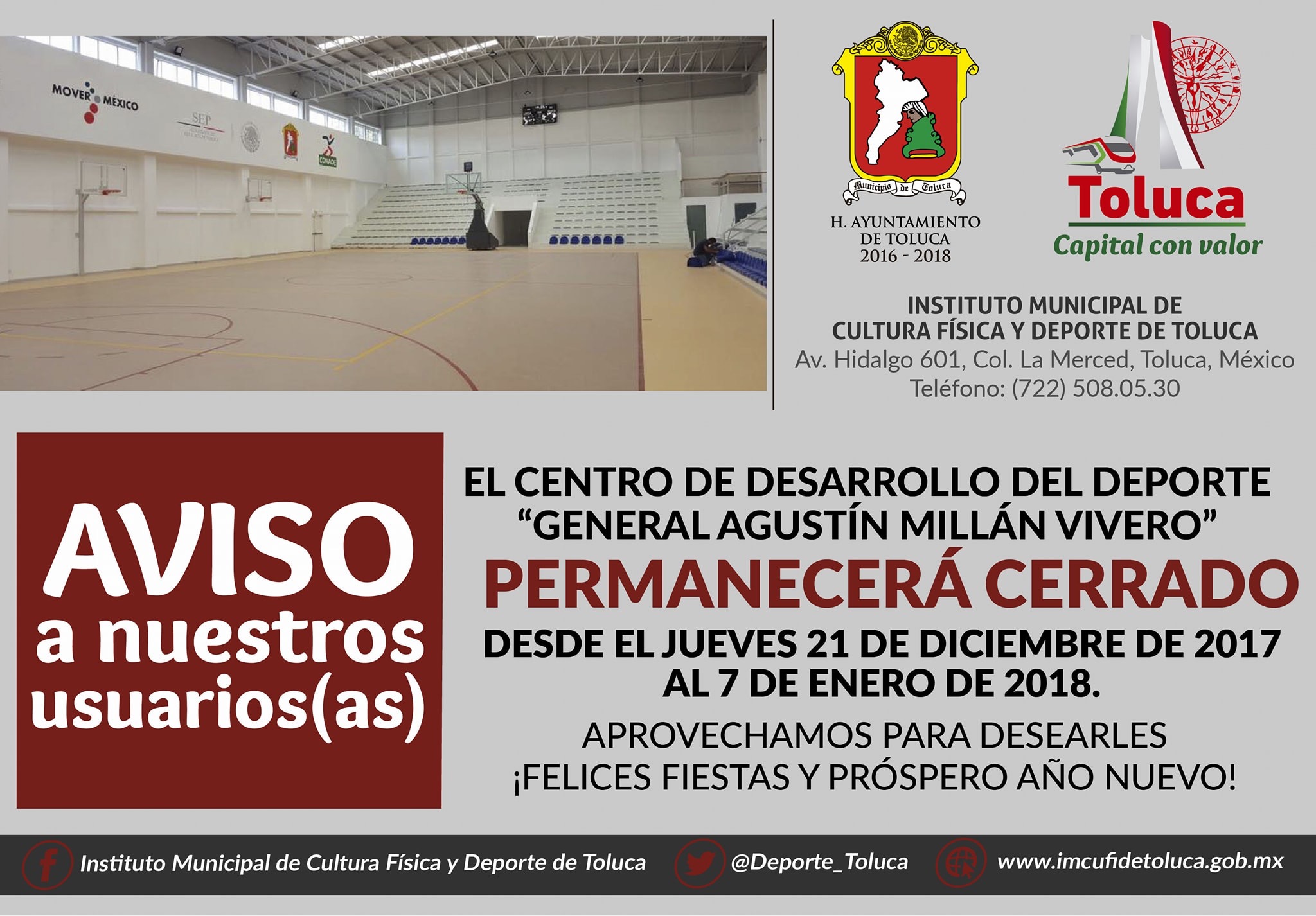Hacen pausa actividades deportivas en Toluca por periodo vacacional