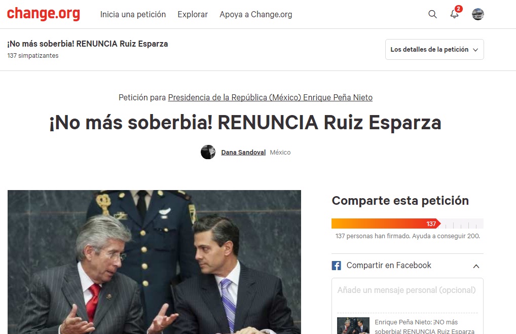 Exigen a través de internet la renuncia de Gerardo Ruiz Esparza