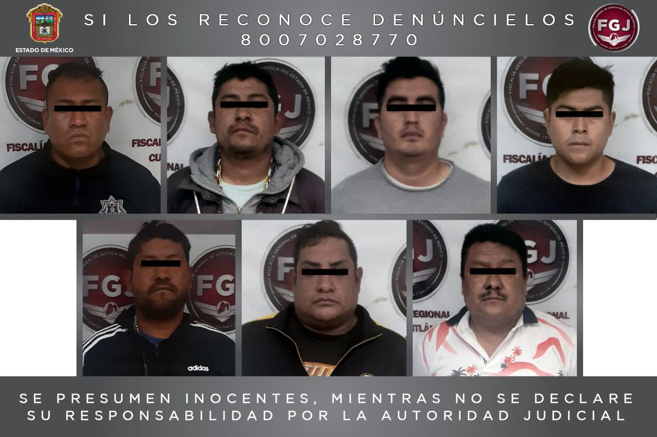 Detiene FGJEM a siete sujetos al parecer integrantes de una banda dedica al secuestro exprés en Teoloyucan, Huehuetoca y Coyotepec