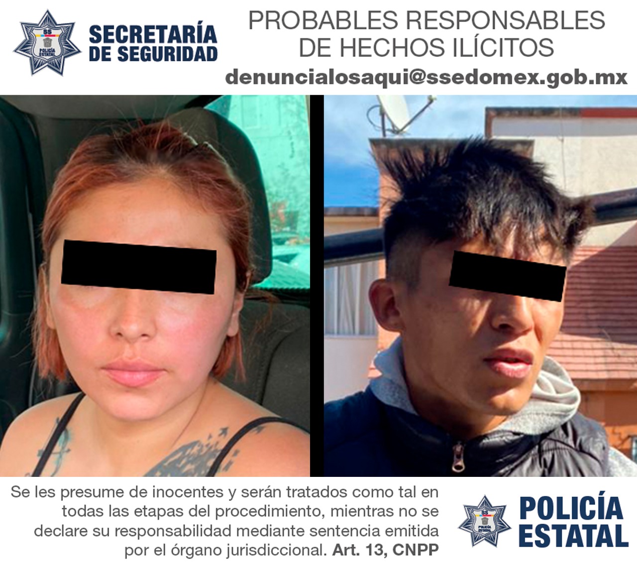 Elementos de la secretaría de seguridad capturan a dos personas posibles responsables de agredir a hombre con arma de fuego