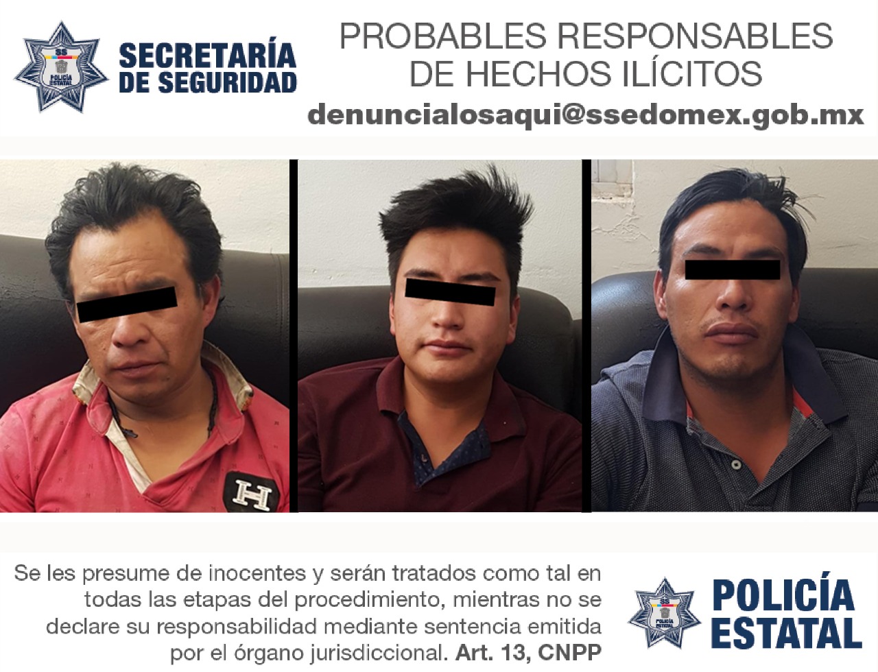 Aprehenden policías estatales y de investigación a tres sujetos desvalijando un auto con reporte de robo vigente