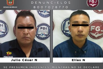 Detienen a dos sujetos investigados por un robo de 760 mil pesos en agravio de una empresa gasera en Naucalpan