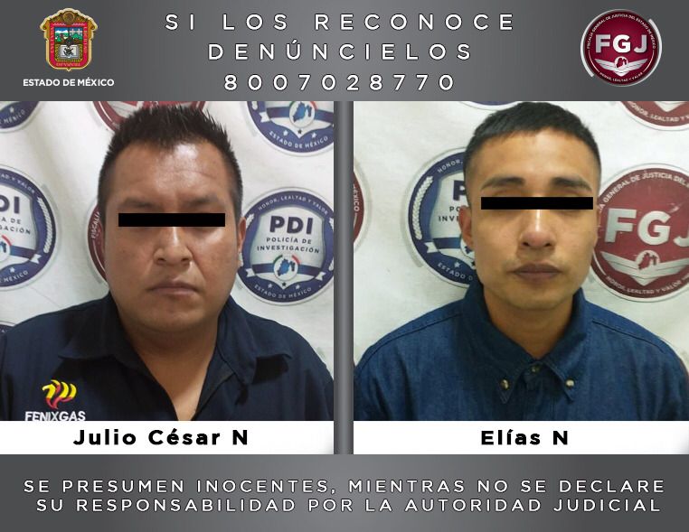 Detienen a dos sujetos investigados por un robo de 760 mil pesos en agravio de una empresa gasera en Naucalpan