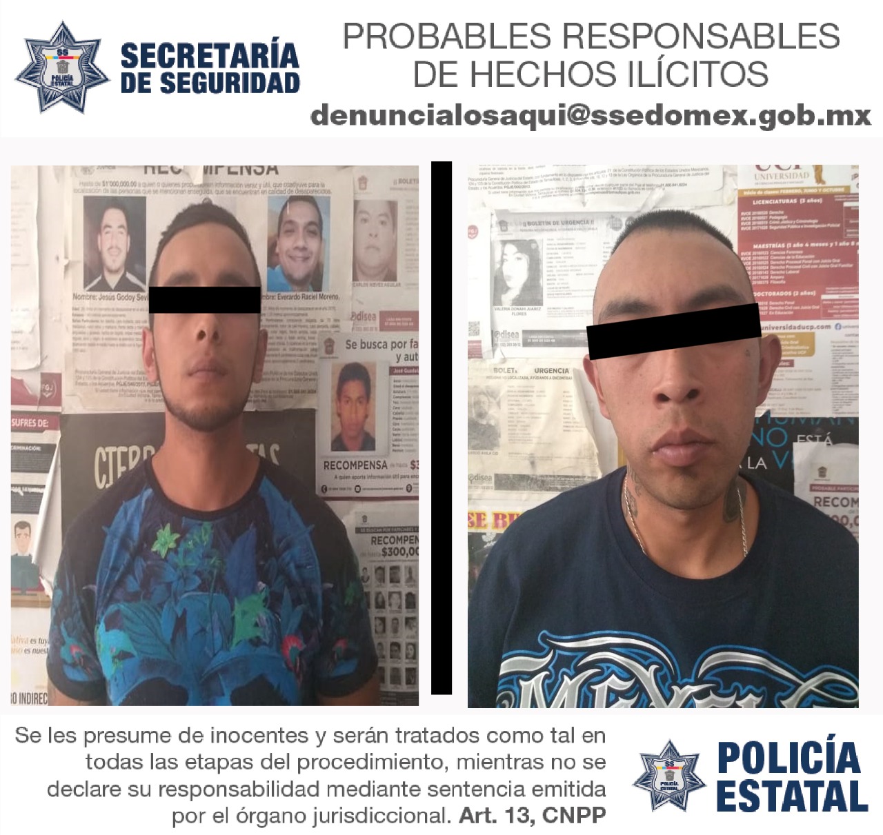 Elementos de la secretaría de seguridad, detuvieron a dos sujetos;  probables participantes de diferentes robos en centros comerciales