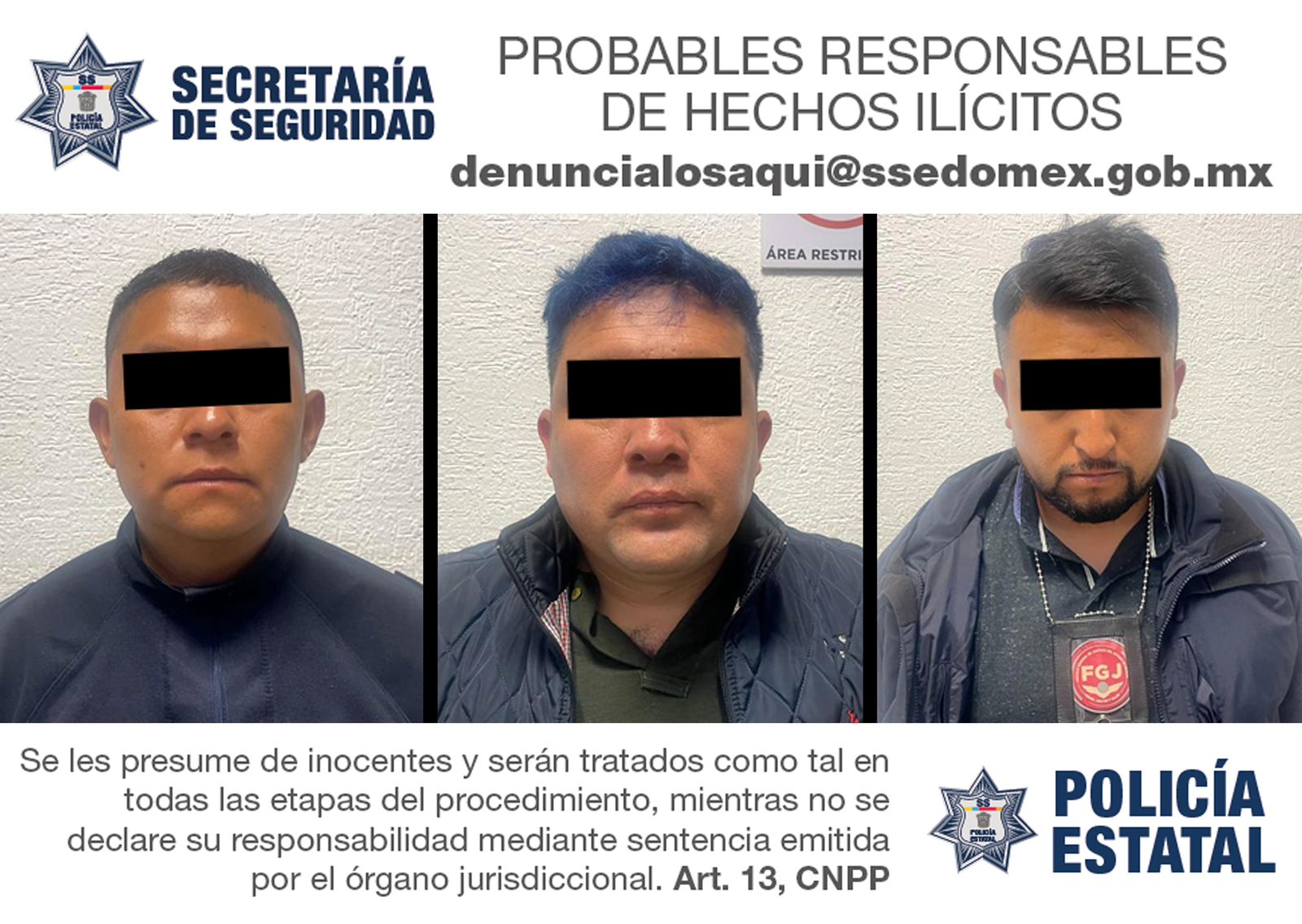 Detienen a Policía Municipal de Zinacantepec y cómplices, acusados de probable extorsión