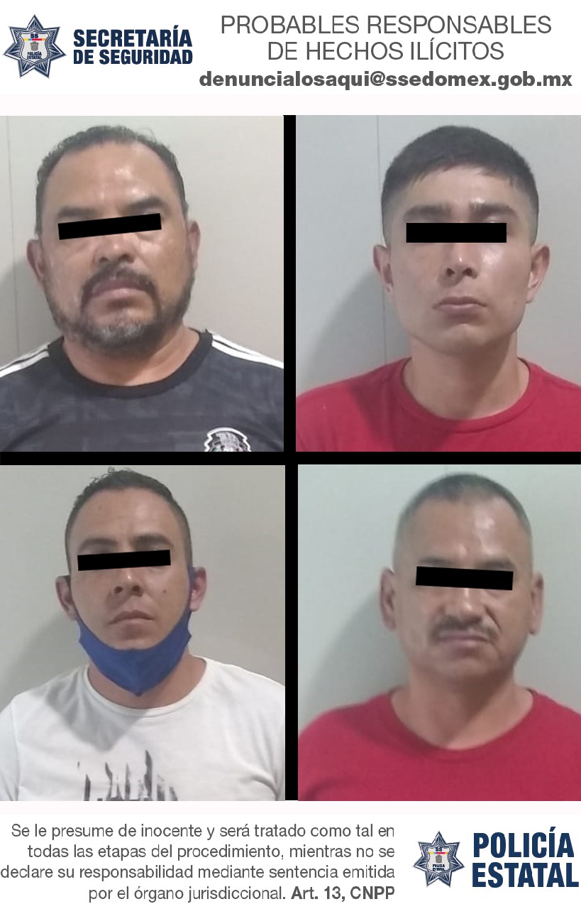 Capturan a cuatro sujetos probablemente implicados en el delito de privación ilegal de la libertad