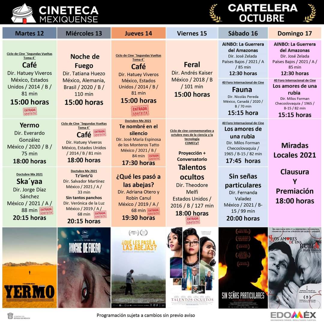 Proyecta cineteca mexiquense películas de foros nacionales e internacionales