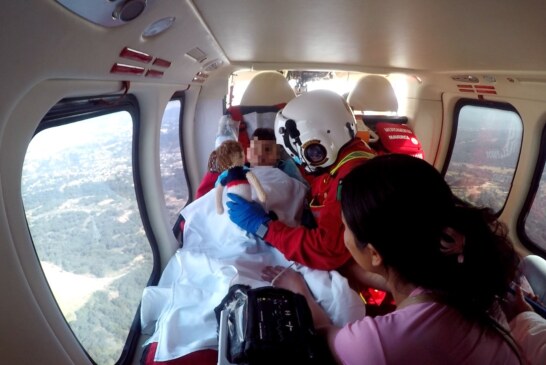 Trasladan en helicóptero a niño de 2 años con obstrucción en vías respiratorias