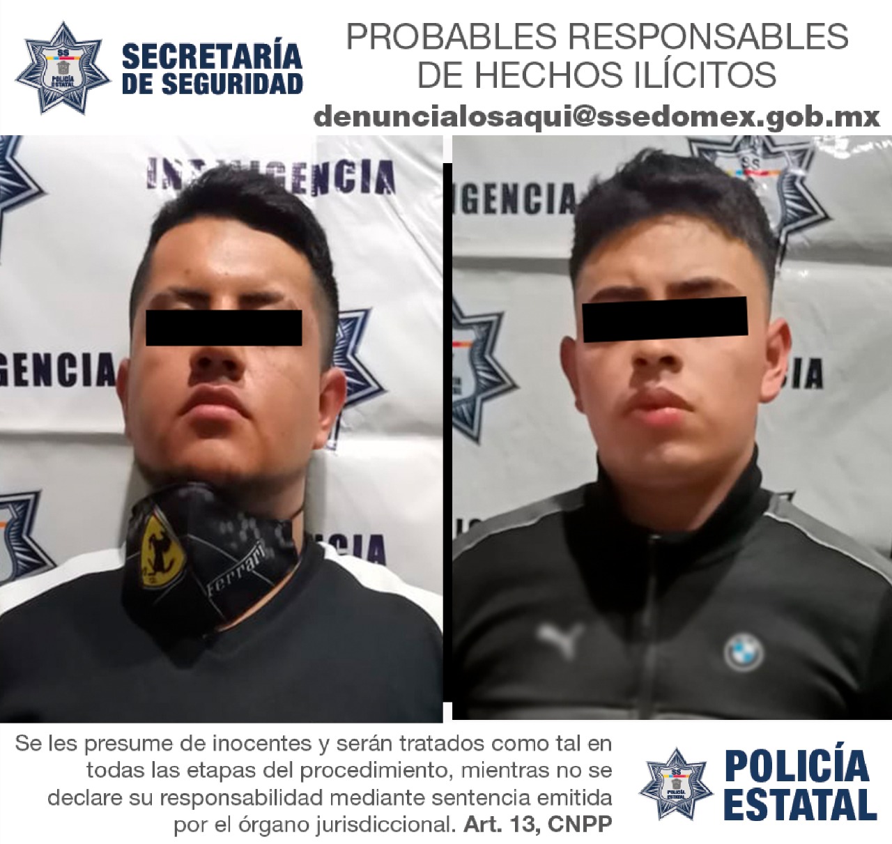 Policías de la secretaría de seguridad detienen a dos posibles implicados del delito extorsión