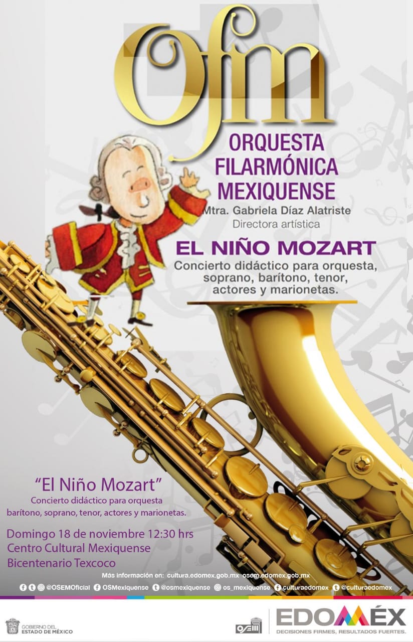 Presenta filarmónica mexiquense concierto didáctico “el niño Mozart” en CCMB