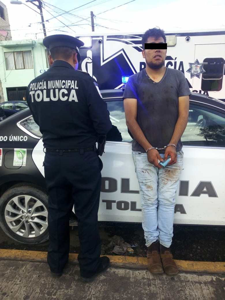 Asegura Policía de Toluca a presunto responsable de robo con violencia en San Lorenzo Tepaltitlán