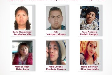 Ofrecen  recompensa de hasta 300 mil pesos para localizar a nueve personas desaparecidas.