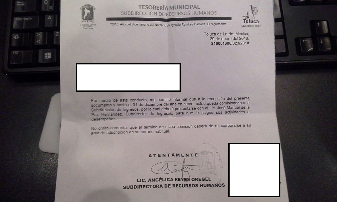 Cambian a jefes de departamento de manera ilegal en ayuntamiento de Toluca